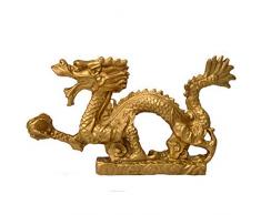 Egurs Chinesische Drache Statue Drachenfigur Skulptur aus Messing Wohnzimmer Büro Dekoration,12 x 2.3 x 7cm