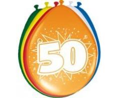Folat 08250 50. Geburtstag Ballons 8 Stück, Mehrfarbig