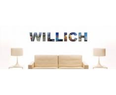 INDIGOS UG - WANDTATTOO / Wandsticker / Wandaufkleber / Aufkleber farbige Wandschrift Städtename Willich mit Sehenswürdigkeiten 180 x 28 cm Länge