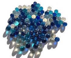 FAIRY TAIL & GLITZER FEE 100 Stück Bunte Glasmurmeln blau klar dunkelblau Murmeln 16mm Glas-Steine Murmel Vasen-Füllungen Blaue Murmeln Glitzersteine Dekoschalen Murmelspiel Glas