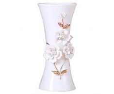 DPPD Vasen,Blumenvase Pflanzenkeramikdekoration Einfacher TV-Schrank Restauranthaus Keramikreiche Bambusvase Dekorationsornamente (Farbe: Weiß, Größe: 11,5 * 11,5 * 25,5 cm)