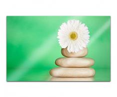 Acrylglasbilder 80x50cm Wellness Blume weiß Steine Wasser grün Feng Shui Acryl Bilder Acrylbild Acrylglas Wand Bild 14H975