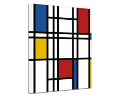 Bilderdepot24 Kunstdruck - Mondrian Retro - Bild auf Leinwand - 50x70 cm 1 teilig - Leinwandbilder - Wandbild Wandbild Kunst & Life Style - Moderne - Abstrakt - Piet Mondrian - Komposition