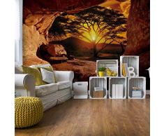 Sonnenaufgang Afrika Höhle Vlies Fototapete Fotomural - Wandbild - Tapete - 312cm x 219cm / 3 Teilig - Gedrückt auf 130gsm Vlies - 10260VEXXL - Reisen & Welt