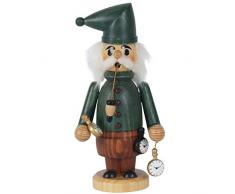 OBC Räuchermännchen Uhren-Händler grün-gebeizt, 18 cm, Dekofigur Handbemalt im Erzgebirge - Stil/Räuchermann / Räucherfigur aus Holz