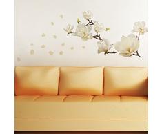 Walplus 107x42 cm Wandsticker Kleine Blumen Ablösbar Selbstklebend Wandbild Kunst Aufkleber Home Dekoration Wohnzimmer Schlafzimmer Büro Tapete Kinderzimmer Geschenk Weiß