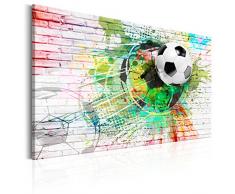 murando - Bilder Fussball 120x80 cm Vlies Leinwandbild 1 TLG Kunstdruck modern Wandbilder XXL Wanddekoration Design Wand Bild - Ziegel Graffiti Fußball Kinder bunt weiß i-B-0044-b-a