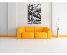 Monocrome, Manhattan Bridge New York , Format: 60x40 auf Leinwand, XXL riesige Bilder fertig gerahmt mit Keilrahmen, Kunstdruck auf Wandbild mit Rahmen, günstiger als Gemälde oder Ölbild, kein Poster oder Plakat