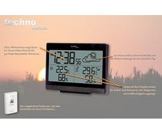 Technoline WS 9252 Wetterstation mit Vorhersage der Wetterlage, sowie Innen und Außentemperatur, schwarz, 12,1 x 4,7 x 10 cm