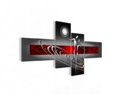 Bilder Abstrakt Figuren Wandbild 150 x 60 cm Vlies - Leinwand Bild XXL Format Wandbilder Wohnzimmer Wohnung Deko Kunstdrucke Rot 4 Teilig - MADE IN GERMANY - Fertig zum Aufhängen 301245a
