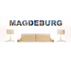 Wandtattoo farbige Wandschrift Städtename Magdeburg mit Sehenswürdigkeiten 120 x 13 cm Länge