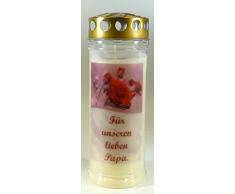 Kerzen Junglas Grablichtkerze Rose, Für unseren. 20x7cm - 3866 - ca. 7 Tage Brenndauer – Grabkerze,Trauerkerze mit Motiv und Spruch