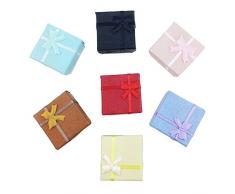 TRIXES 5 Stück Elegante Ringboxen - quadratische Schmuckschatulle - für Verlobungsringe Hochzeitsringe und vieles mehr - Geschenkbox mit Schaumstoff-Interieur und Schleife - Verschiedene Farben