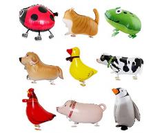 Walking Tier Ballons 9 Stück Haustier Folienballon Haustier Ballons Walking Ballon Air Walkers für Kinder Geburtstags Thema Party Deko