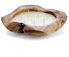 INNA-Glas Teakschale Kerze - Teakkerze MABONGO, naturgewachst, Ø 60cm - Made in Germany - Trendkerze