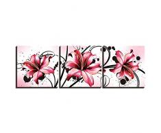 aoyukf 3 Panel Wandkunst Malerei Auf Leinwand Stilleben Blume Poster Wandbilder Für Wohnzimmer Kunstwerk Wohnkultur-40x40cmx3-(15.74x15.74inch) x3