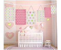 Laternen-Girlande zum ersten Geburtstag in blau oder rosa - Geburtstagsdekoration (rosa)