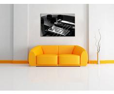 Black and White Guitar Gitarre Format: 100x70 cm auf Leinwand, XXL riesige Bilder fertig gerahmt mit Keilrahmen, Kunstdruck auf Wandbild mit Rahmen, günstiger als Gemälde oder Ölbild, kein Poster oder Plakat