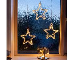 Lights4fun LED Stern Fensterdeko Weihnachtsdeko Timer Batteriebetrieb