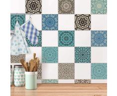 Fliesen Deko Fliesenaufkleber für Küche u. Bad I Fliesenfolie Fliesensticker Klebefliesen Mosaikfliesen Dekorfolie I 10x10 cm - Motiv Marokkanisch - 27 Stück