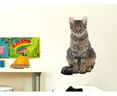 Wandsticker Sticker Aufkleber für Wohnzimmer Spruch Katze getigert Stubentiger (49x30cm)