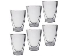 Feelino Lattechino doppelwandige Latte Macchiato-Gläser, 6er-Set 300ml XL Thermo-Gläser mit Schwebe-Effekt im Geschenkkarton