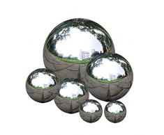 Edelstahl Gartenkugel, zosenda 6 Stück 50-150 mm Spiegelpoliert Hohlkugel Reflektierende Gazing Ball , Schwimmende Teichkugeln Nahtlose Dekokugel Spiegelkugel für Hausgarten Ornament Dekorationen