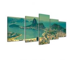 Bilderdepot24 Leinwandbild Rio De Janeiro - Berg Corcovado - 200x80 cm 5 teilig - fertig gerahmt, direkt vom Hersteller