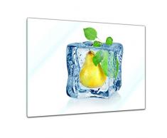 Bilderdepot24 Glasbild Eiswürfel Birne 60x40 cm - Deko Glas - brilliante Farben, inkl. Aufhängung