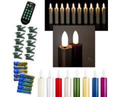 DbKW NEUHEIT! (Rot 10er) Echtflamme-LED Christbaumkerzen, Fernbedienung Timer Dimmfunktion Flackerlicht. Baumkerzen Weihnachtskerzen