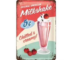 Nostalgic-Art Retro Blechschild - Milkshake, Vintage Geschenk-Idee für USA- & Diner-Fans, zur Dekoration, 20 x 30 cm