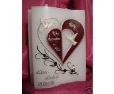 Hochzeitskerze Welle 200/150/40 mm inkl. Beschriftung H-11