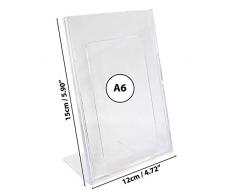 A6 Acryl Tischaufsteller schräg - 6 Pack Einseitiger Schräger Tischaufsteller Menükartenhalter Speisekartenhalter Theken Anzeige-Ständer, Prospektständer und Foto-Halter - Flyerhalter