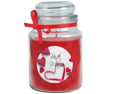 HS Candle Duftkerze im Bonbonglas zum Muttertag, Duft: Rose (Rot), 500g - Brenndauer bis zu 110 Stunden, Kerze aus Glas mit Duft