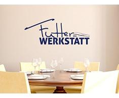 GRAZDesign Wandtattoo Esszimmer Wand-Spruch Futter Werkstatt - Wandtattoo Küche Sprüche Besteck mit Spruch - Wandtattoo für Küche lustiges Küchen Motiv / 76x30cm / 073 dunkelgrau