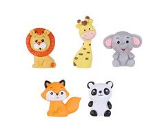 Toyvian 5 Stücke Geburtstag Kuchen Topper Fuchs Elefant Panda Figur Tier Dekofigur Tierfiguren Tortenfigur für Miniatur Garten Deko Micro Landschaft Dekoration Dschungel Party Deko