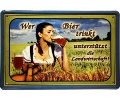 Blechschild 20 x 30 cm Wer Bier trinkt... Sexy Girl Reklame Retro Blech 335