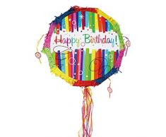 Party Factory Pinata Happy Birthday Bunt Kinder Geburtstag Schlag-Pinata 44 x 9 x 44 cm Dekoration Geburtstagsdeko
