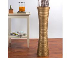 Leewadee Große Bodenvase für Dekozweige hohe Standvase Design Holzvase 112 cm, Mangoholz, White wash