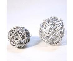 NEU Rattan Dekoball Ø 3, 4 & 7 cm, silber,10 Stk