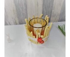 Tischgesteck, Gesteck, Glaswindlicht, Holz, Landhaus Stil