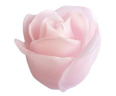 Rosenkerze Dekokerze Standkerze Rosenblüte handgemacht 7x7 cm in rosa Deko Home Wohnung Balkon