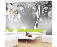 Fototapete Blumen Lilien Schwarz Weiß 396 x 280 cm Vlies Wand Tapete Wohnzimmer Schlafzimmer Büro Flur Dekoration Wandbilder XXL Moderne Wanddeko Flower 100% MADE IN GERMANY - Runa Tapeten 9077012c