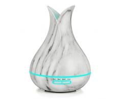 Diffusor Für Ätherische Öle, 400 ml, Luftbefeuchter für Aromatherapie, Ultraschall-Aroma, 5 in 1, Natürlicher Duft für das Haus, Mit 7 LED-Leuchten, Farbwechsel und Holz, Leicht Zu Reinigen Marmor