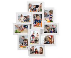 SONGMICS Bilderrahmen Collage für 10 Fotos, je 10 x 15 cm (4 x 6), aus MDF-Platten, Montage erforderlich, weiß RPF20WT