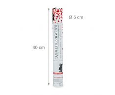 Relaxdays 10 x Party Popper 40 cm rote Herzen im Konfettikanonen Set, Konfetti Bombe für Hochzeit und Geburtstag, Konfetti Shooter 6-8 m Effekthöhe, rot metallic