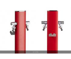 S&M Totem Garten-Wassersäule mit Halterung für 2 AQUAPOINT-Wasserhähne, Korallenrot