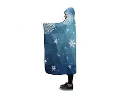 JOCHUAN Mit Kapuze Decke Dunkelblaue Weihnachtspostkarte Niedrige Polygon-Decke 60 x 50 Zoll Comfotable Hooded Throw Wrap