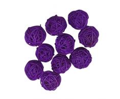 10 Stücke 3 cm Rattankugeln Rattan Kugeln Dekokugeln Rattan Ball Hochzeit Party Aufhängen Dekoration - lila, 3 cm