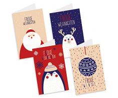 itenga Weihnachtskarten Figuren 8X Klappkarte DIN A6 + Umschlag